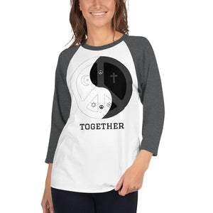 3/4 sleeve raglan shirt with peace wear usa design logo