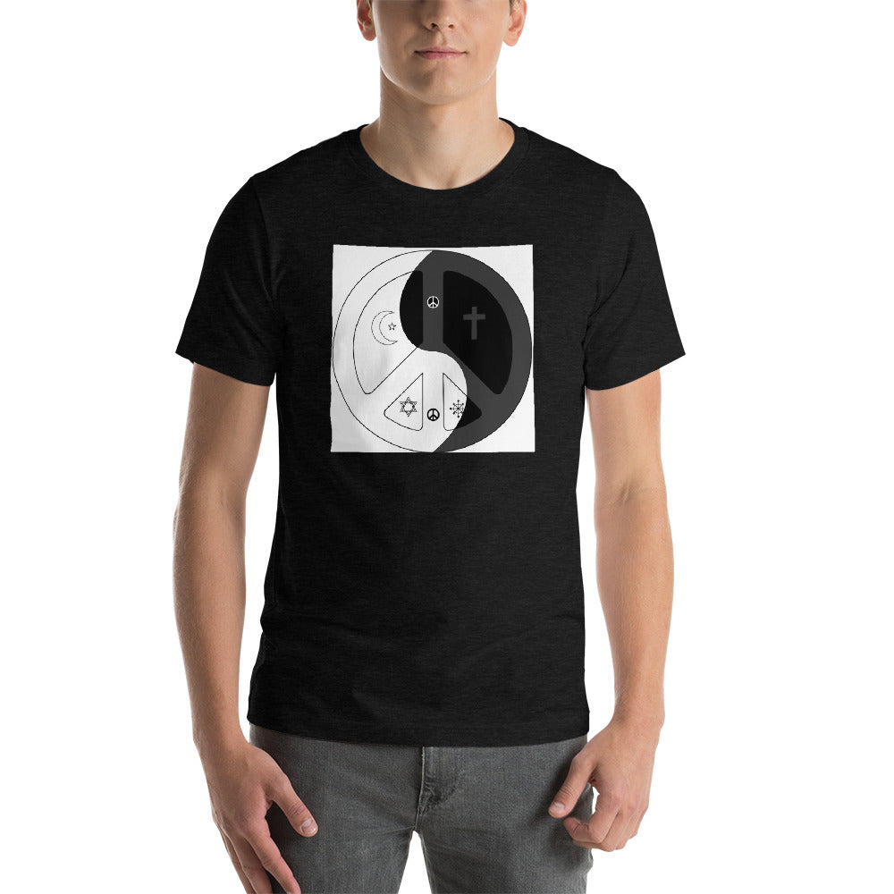 Short-Sleeve Unisex T-Shirt with peace wear usa design logo square