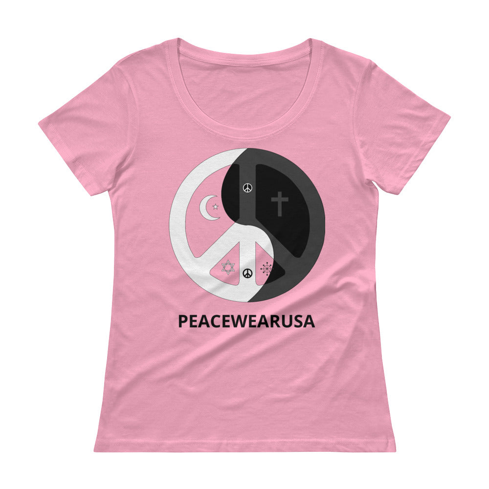 Ladies' Scoopneck T-Shirt with peace wear usa design logo