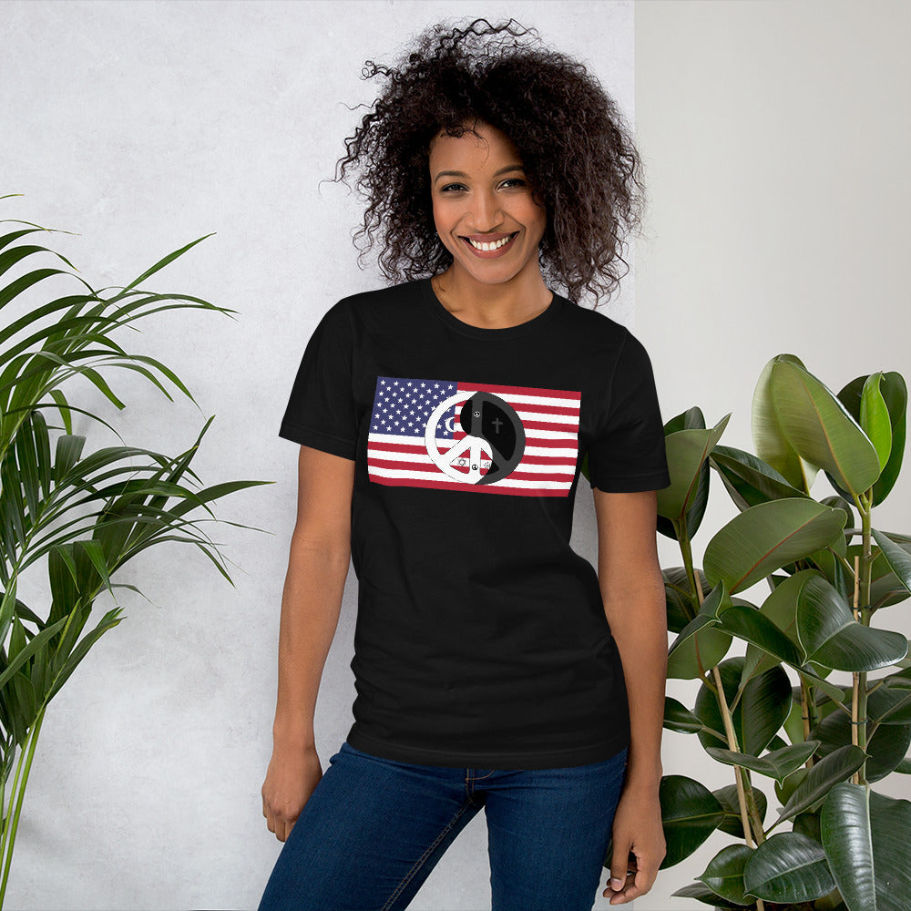 Short-Sleeve Unisex T-Shirt USA patriotic shirt with peace wear Usa design logo