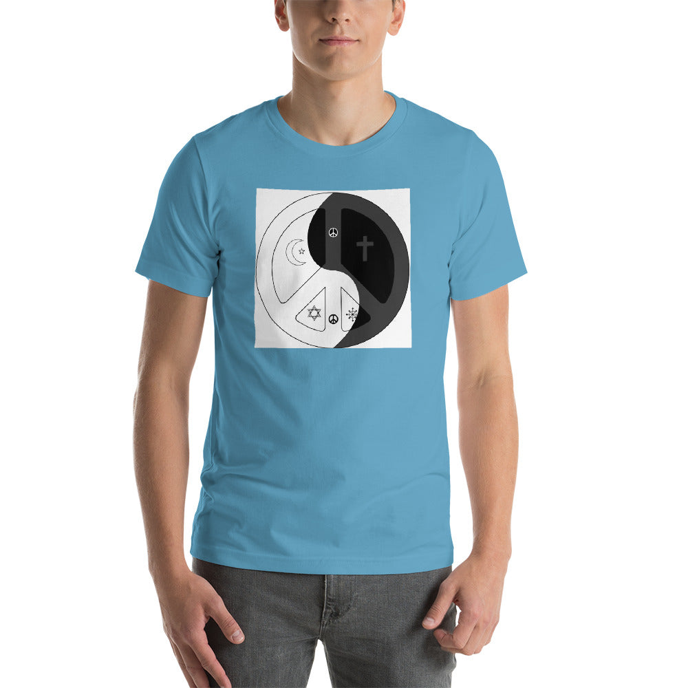 Short-Sleeve Unisex T-Shirt with peace wear usa design logo square