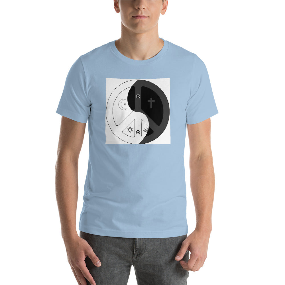 Short-Sleeve Unisex T-Shirt with peace wear usa design logo square