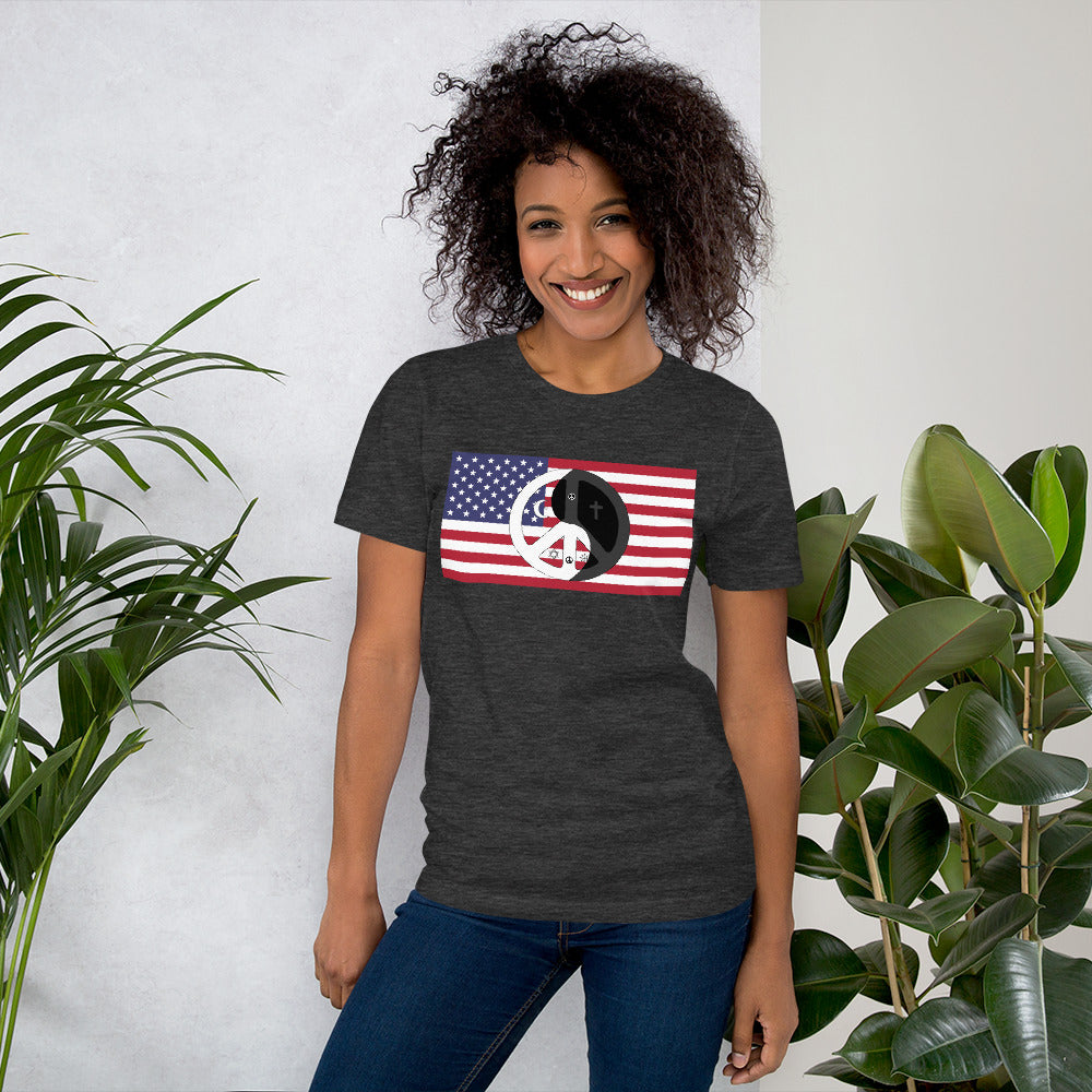 Short-Sleeve Unisex T-Shirt USA patriotic shirt with peace wear Usa design logo