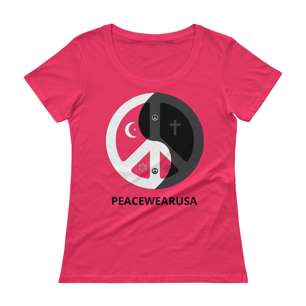 Ladies' Scoopneck T-Shirt with peace wear usa design logo