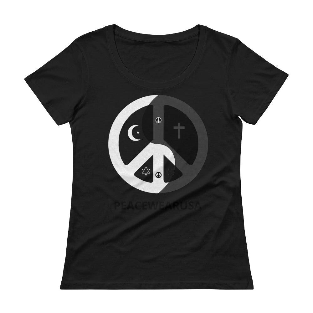 Ladies' Scoopneck T-Shirt with peace wear usa design logo