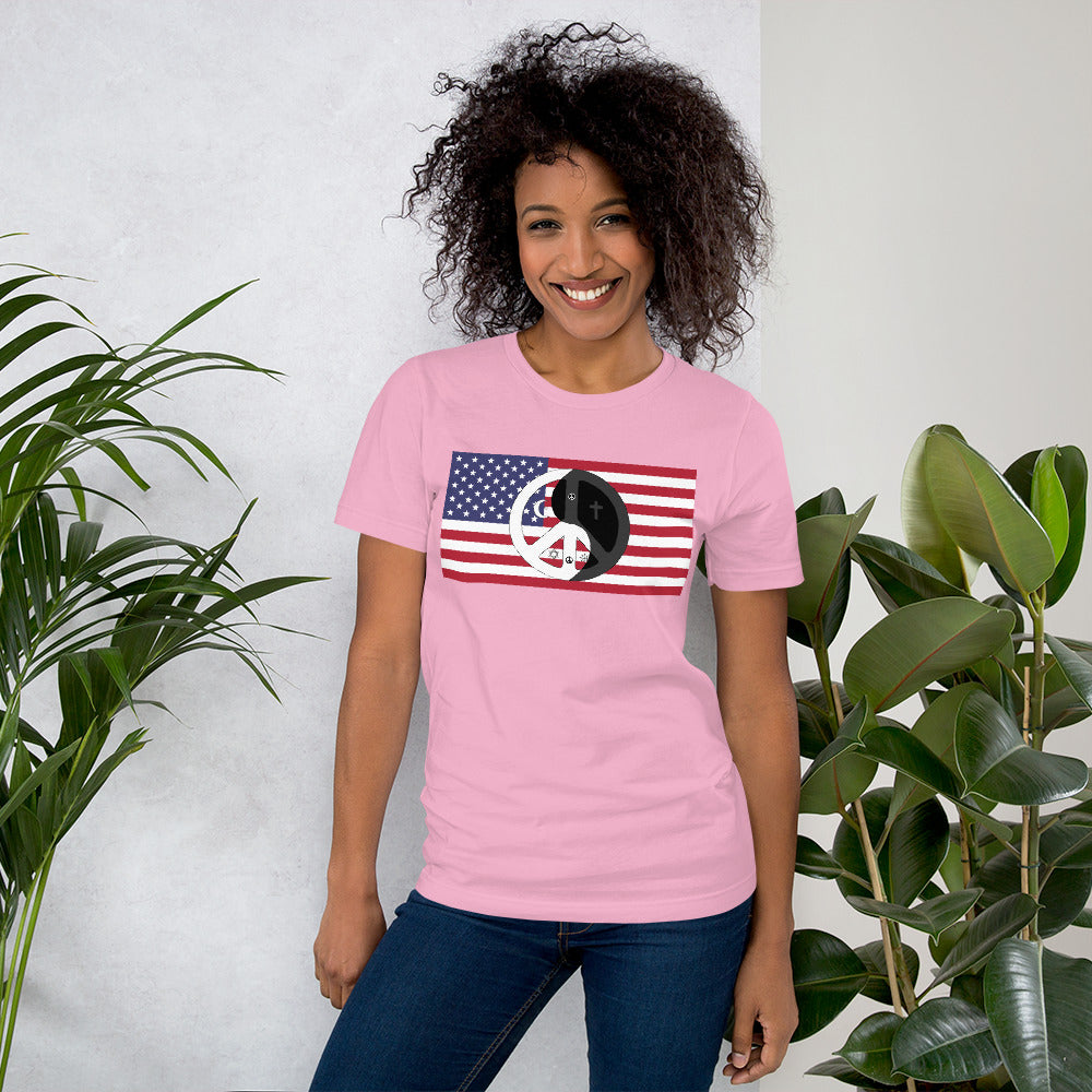 Short-Sleeve Unisex T-Shirt USA patriotic shirt with peace wear Usa design logo