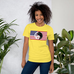 Short-Sleeve Unisex T-Shirt USA patriotic shirt with peace wear Usa design logo