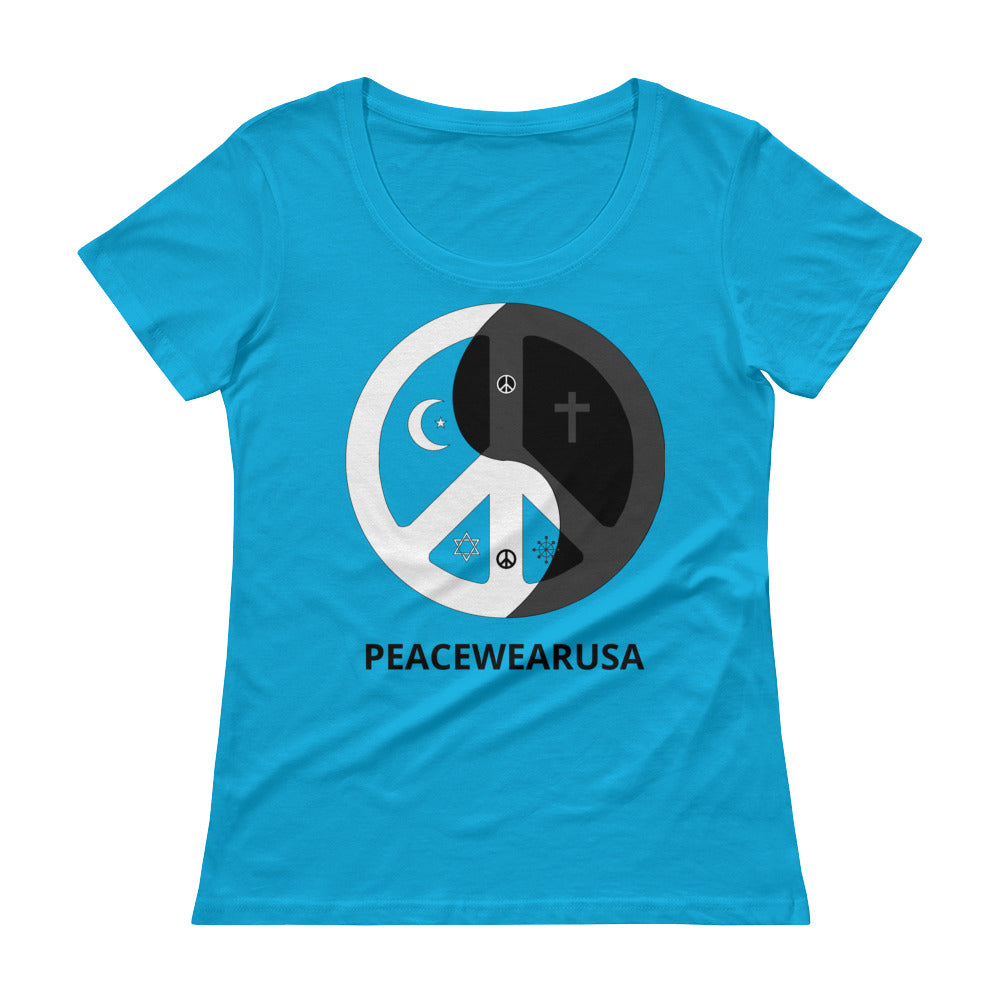 Ladies' Scoopneck T-Shirt with peace wear usa design logo