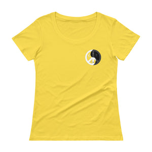 Ladies' Scoopneck T-Shirt with peace design on front left side and back label